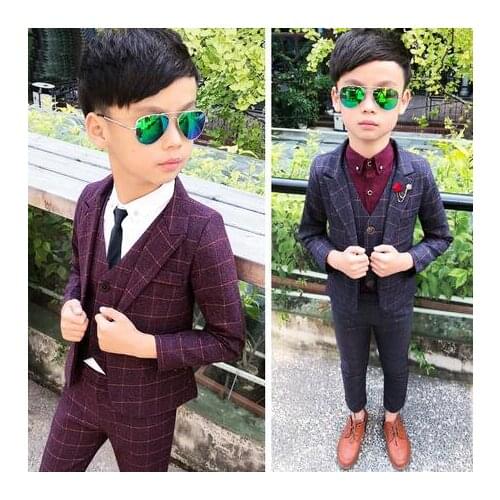 3 PCS Formal Boys Clothes Blazer Vest Pants Children Wedding Suits Tuxedos Kids Elegant Clothing Sets Baby Boy Party Costume