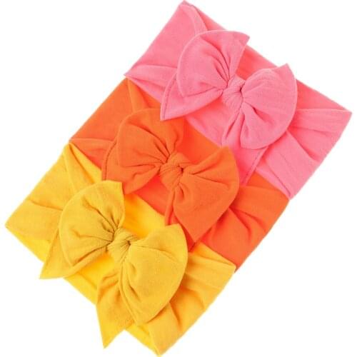 30Colors Lovely Bowknot Baby Headband Solid Newborn Baby Girl Elastic Hair Bands Comfortable Nylon Baby Hair Accessories