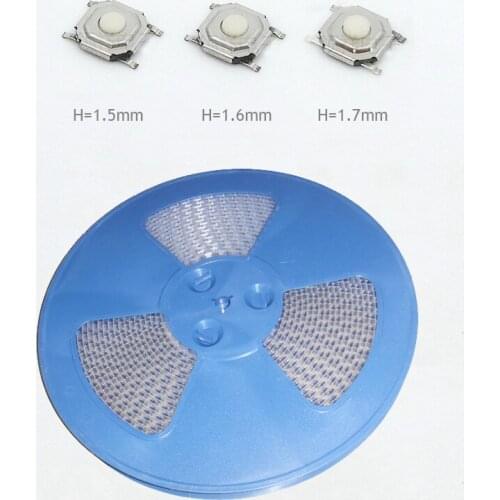 4000pcs/coil 4 pins 4*4*1.5/1.6/1.7 mm SMD Tactile Push Button Water-proof Tact Switches Plastic Head 4x4mm