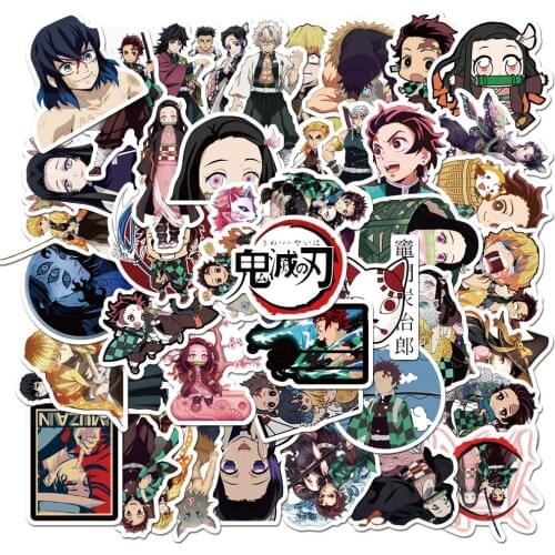 50PCS Demon Slayer: Kimetsu no Yaiba Sticker Cosplay Props PVC DIY Guitar Car Tanjirou Nezuko Decal Stickers Pegatina Gift