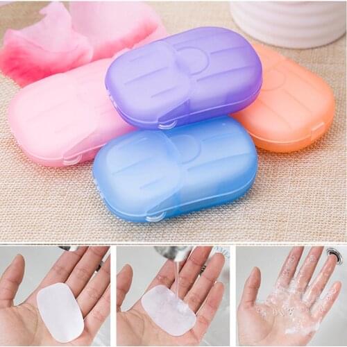 80/60/40/20PCS Portable Outdoor Travel Soap Washing Hand Bath Clean Scented Slice Sheets Disposable Boxes Soap Hand Cleaning