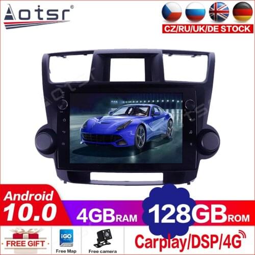 4+128G For Toyota Highlander2009-2013 Android10 Tesla Screen Car Multimedia Player GPS Navigation Auto Stereo Head unit Carplay