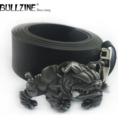 Bullzine zinc alloy retro British Dog belt buckle jeans gift belt buckle Free PU belt FP-02211 drop shipping