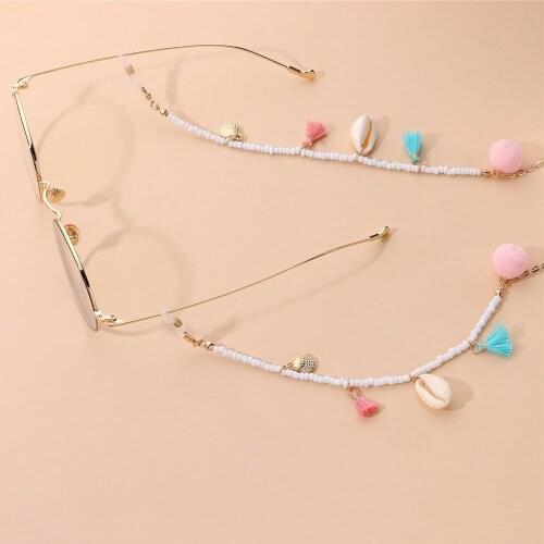 Shell Tassel Beads Gold Link Chain Eyeglasses Chains Reading Glasses Sunglasses Strap Cord Holder Face Mask Neck Gift For Women