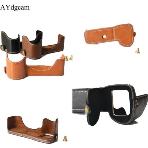 PU Leather Camera case For Sony ILCE-9 A9 A7 III A7R III A7R3 Half Body Protective Body Cover Case Skin Camera Bag