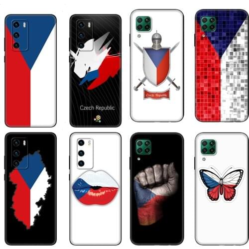Black tpu Case For Huawei P30 Lite P30 Pro P40 Case For Huawei P40 LITE E P Smart 2020 Case Cover Czech Republic Flag