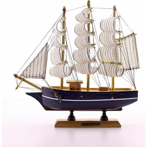 Wooden Handmade Sailing Ship Model Decorative Hobby 23cm