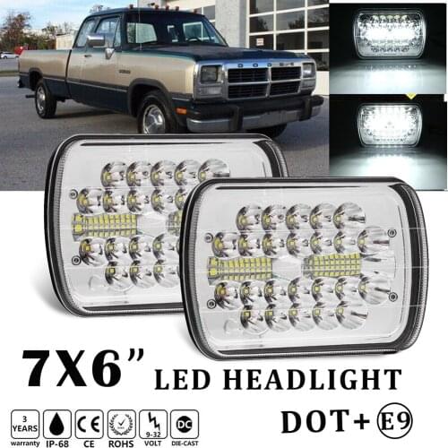 2pcs Wholesale ultra-bright 180W 5x7Headlight 7x6 LED Headlamp Hi/Lo Beam Daytime Running Light for Ford E-100 E-150 E-250 E-350
