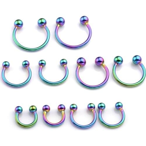 Jovivi Nose Ring 10pcs 14Ga(1.6MM) 8-16mm Captive Beads Ring CBR Ring Hoop Nose Septum Body Studs Sex Piercings Jewelry Unisex
