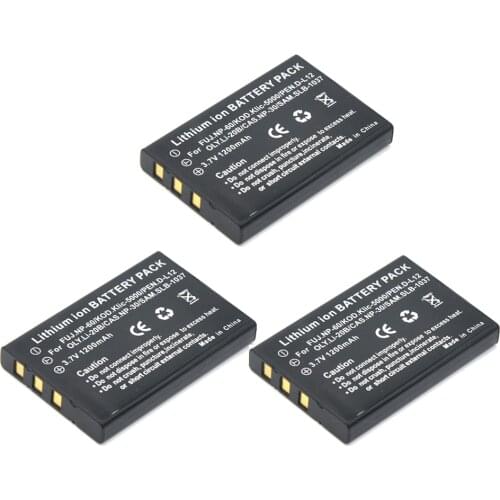 DuraPro 3pc 1200mAh NP-60 NP 60 NP60 Li-ion Battery for Samsung SLB-1037 for Fujifilm NP-60 Kodak KLIC-5000 for Olympus Li-20B