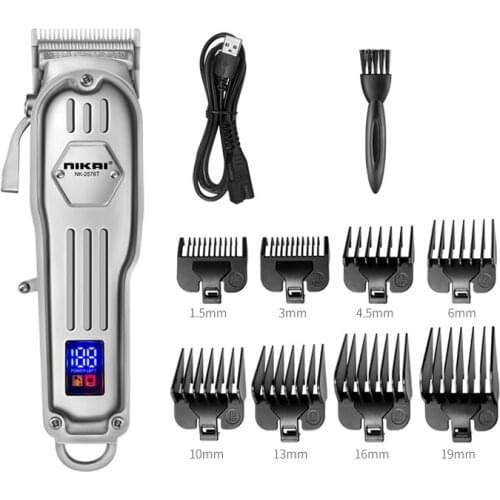 Nikai hair trimmer USB rechargeable hair clipper cordless haircut machine LCD 0mm oil head clipper hair carving white clipper