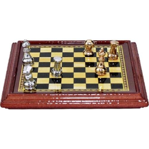1:12 Scale Dollhouse Miniature Chess Set Board Toys Home Room Dollhouse Accessories Toy Set For Children Kids
