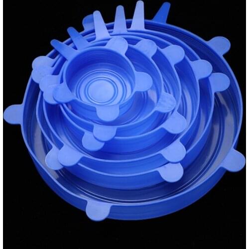 Reusable Food Silicone Lids Set Food Wrap PP Stretch Lids Food Silicone Cover Plastic Lid Saran Wrap Fermentation Lids 6pcs/pack