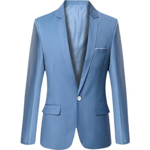 Fashion Men Solid Color Long Sleeve Lapel Slim Blazer Suit Coat Outwear