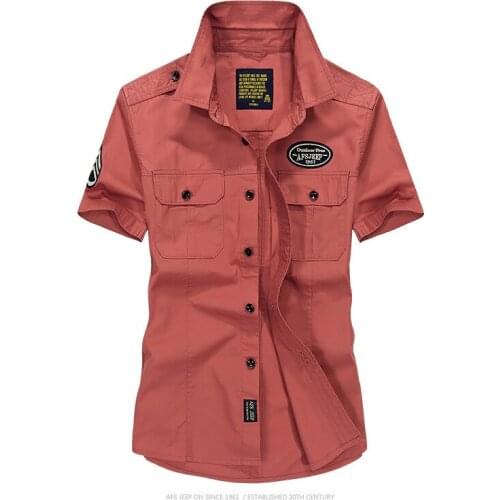 Men S-4XL Breathable shirt Summer Mens outdoor Solid Military Short Sleeves Shirts sports Cotton Chemise Loose Army Shirt