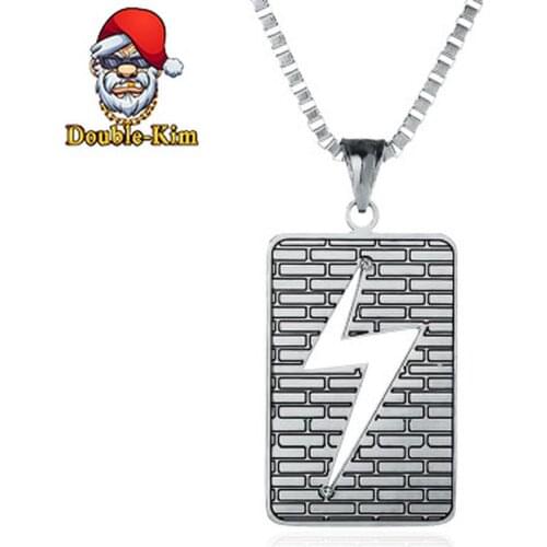 The Square Lightning Men Necklace Hip-Hop Rock Street Titanium Stainless Steel Gold Classic Chain Necklace Fashion Man Jewelry