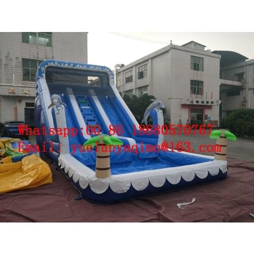 Factory direct inflatable castle, inflatable slide, inflatable pool slide, Dolphin pool slide BYS552