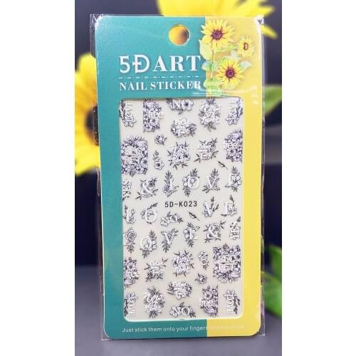 Anaglyph Effect Flower Letter 5D Nail Sticker Cool Nail Art Decorations Nailart Stickers Adhesive Manicure Accessories