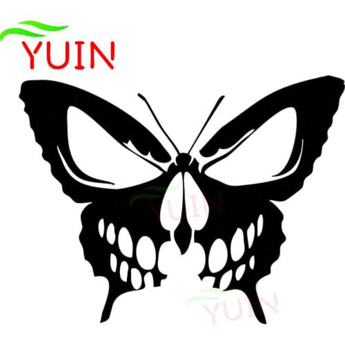 Evil Butterfly Skull Smile Car Sticker Fashion PVC Cars Door Window Decoration Accessories Decal Sunscreen Waterproof Stickers