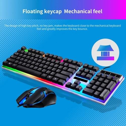 2Pcs/Set G21B Office Mouse Backlight Wired USB Mechanical Gaming Keyboard Mouse for Office