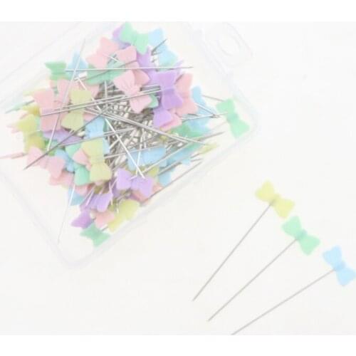 Bow tie shape bead needle sewing fitting tool colored bead needle straight needle embroidery pin