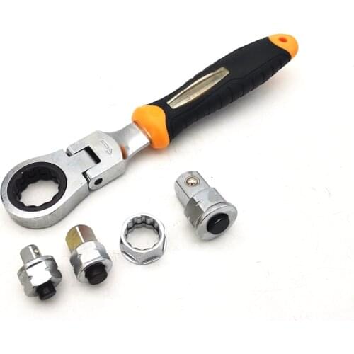 Adjustable Ratchet Wrench 1/4" 3/8" 1/2" Socket Adapter Spanner Auto Repair Tool