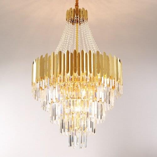 Modern Contemporary Crystal Chandelier Lighting Gold Cristal Chandelier Light Suspension Hanging Lamps Indoor Lighting