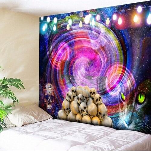 Sugar Skull Psychedelic Tapestry Rainbow Whirlwind Galaxy Wall Hanging Chic Lights Forest Wall Art Tapestries Hippie Home Decor
