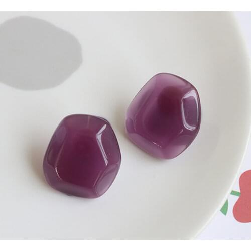 Simple Asymmetric Stud Earrings for Women Cute Handmade Resin Unique Design Ear Clips Korean Fashion Dating Jewelry 2021 Trend