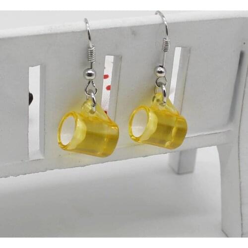 Stylish resin kawaii beer mug earrings jewelry funny girl woman boutique jewelry