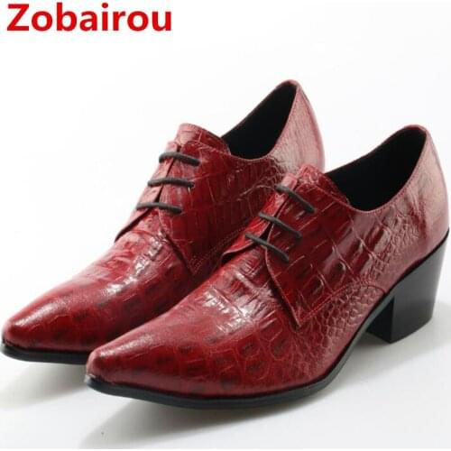 Zobairou italian mens shoes vintage summer dress elegant men prom shoes party wedding pointy crocodile skin leather shoes