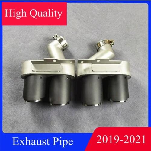 1 Pair 4 Outlet A7 C8 Matte Carbon Car Rear Exhausts System Muffler Tips For Akrapovic A6L Exhaust Pipe 2019-2021