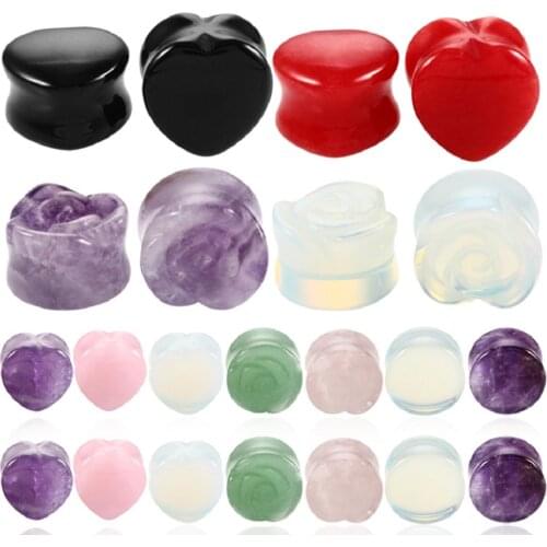 2PCS/Lot Stone Ear Plugs Gauges Earrings Women Men Ear Plug Flesh Tunnel Piercing Expander Ear Stretcher Body Piercing Jewelry