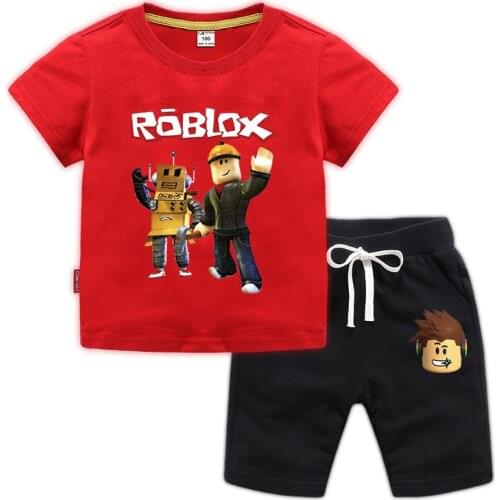2021 Brand Designer Cartoon Clothing Roblox Baby Boy Summer Clothes T-shirt+shorts Baby Girl Casual Clothing Sets Birthday Gift