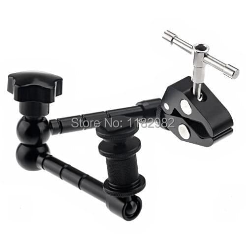 2ni1 1pcs11" Inch Articulating Magic Arm +1pcs Large Super Clamp Large Crab Pliers Clip for HDMI Monitor LED Lights