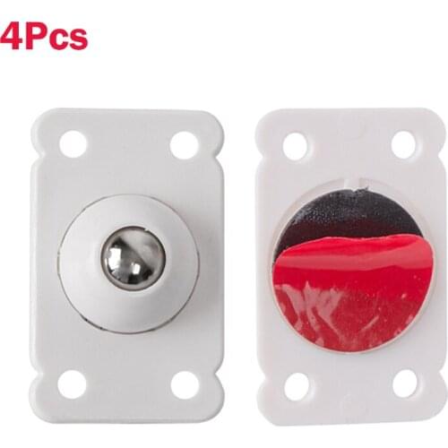 4Pcs Adhesive Stainless Steel Pulley 360° Caster Universal Furniture Storage Box Roller Pulley For Cabinet Trash Low-noise