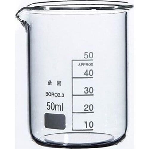 50ml Low Form Beaker Chemistry Laboratory Borosilicate Glass Transparent Beaker Thickened with spout FREE SHIP