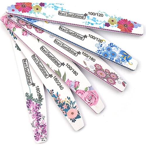 New Washable Nail File 100/120/180/240 Grit 6pcs Individual Package Half Moon Nail Sanding Blocks Emery Board Manicure Care Tool