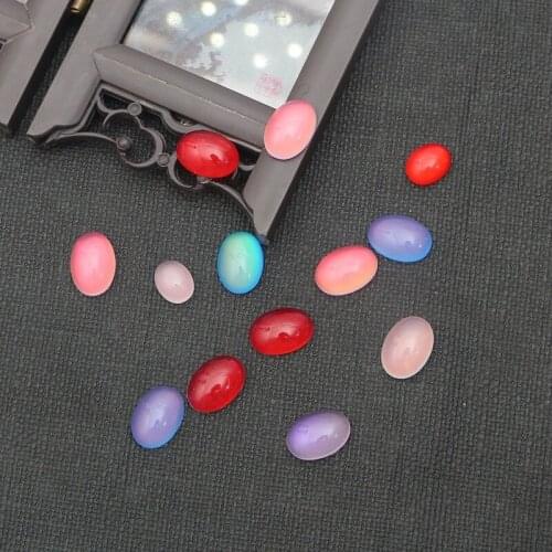 7pc Resin Imitation Cats Eye Time Gem Oval Ring Face Can Be Set With Necklace Bracelet Pendant Diy Jewelry Manual Accessories