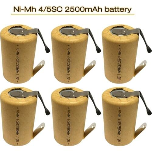 8-20pcs 4/5SC 2500mAh Nimh1.2V Rechargeable Battery SC Ni-MH Cell with Welding Tabs for Power Tools Battey Makita Hitachi Bosch
