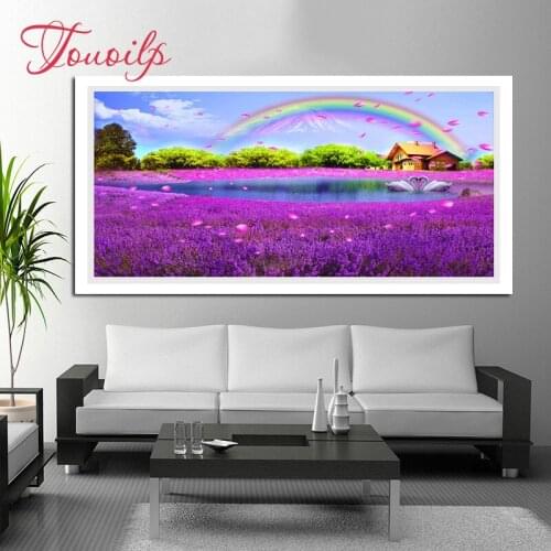 DIY Diamond Embroidery,square&Round Diamond Lavender Rainbow Scenery Full rhinestone 5D Diamond painting cross stitch,needlework