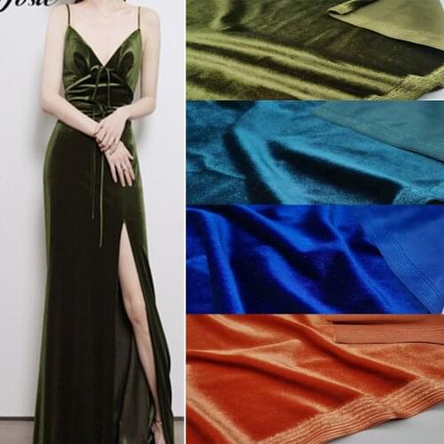 Velvet Fabric Qualified Glossy Cloth Korean Silky Stretchy Dress Clothes Luxury Soft DIY Craft Accessory