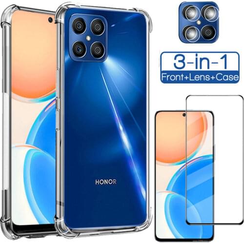 Capa, glass + case for honor 10x lite soft clear anti-shock phone cover honor9x lite huawei honor 10x lite cases honor 10 x lite