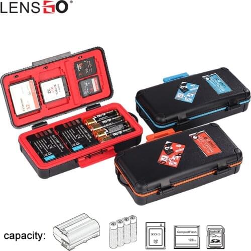 LENSGO D950 Camera Battery Storage Box Case Shockproof Protector for AA Battery SD CF XQD Memory Card Organizer Holder