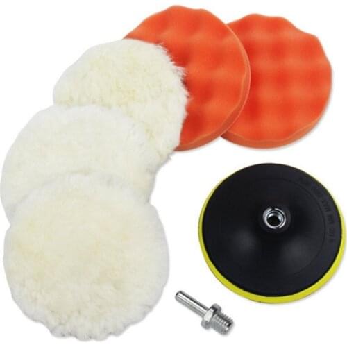 6Inch Car Polishing Disc 7Pcs/Set Self-Adhesive Buffing Waxing Sponge Wool Wheel Polishing Pad For Car Polisher Drill Adapter