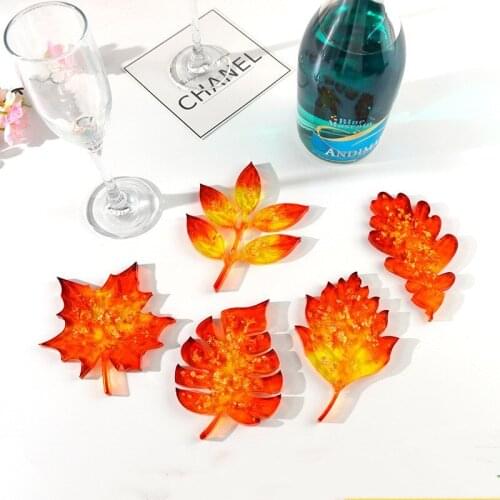 DIY Leaf Coaster Silicone Mold Epoxy Resin Molds Casting Maple Leaf Mould Jewelry Making Tray Resin Coaster Mold for Crafts 3d