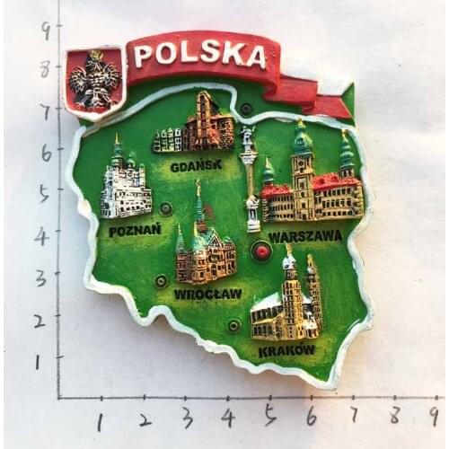 Poland landmarks travel maps creative souvenirs magnetic stickers refrigerator