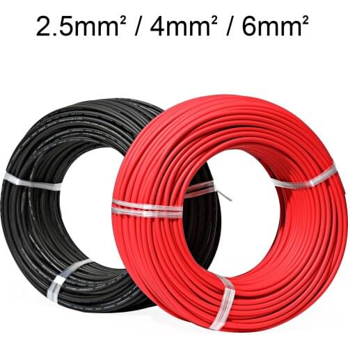 Photovoltaic cable 2.5mm2 to 6mm2 solar cable / TUV cable for photovoltaic panel connection, red, black, XLPE sheath
