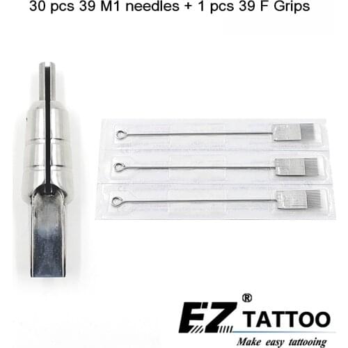 EZ 30 pc Magnum Tattoo Needles 39M1 with 1 pc 316 Stainless Steel Magnem bullet tubes 39F Tattoo Grip tattoo supply 1 set/lot