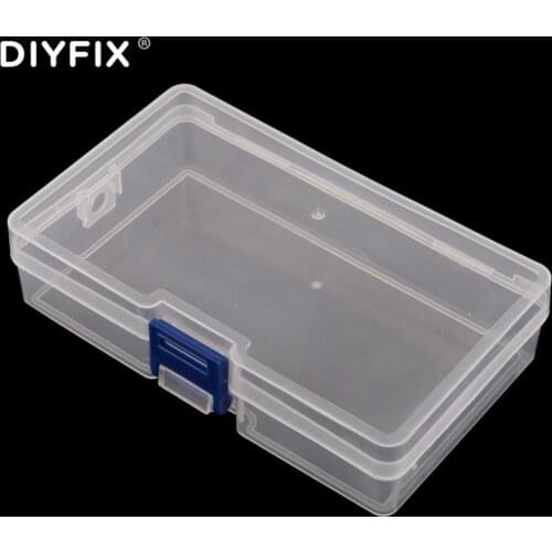 DIYFIX Tool Box Storage Container Transparent Rectangle PP Plastic Lock Tool Box Electronic Components Tools Packaging Case